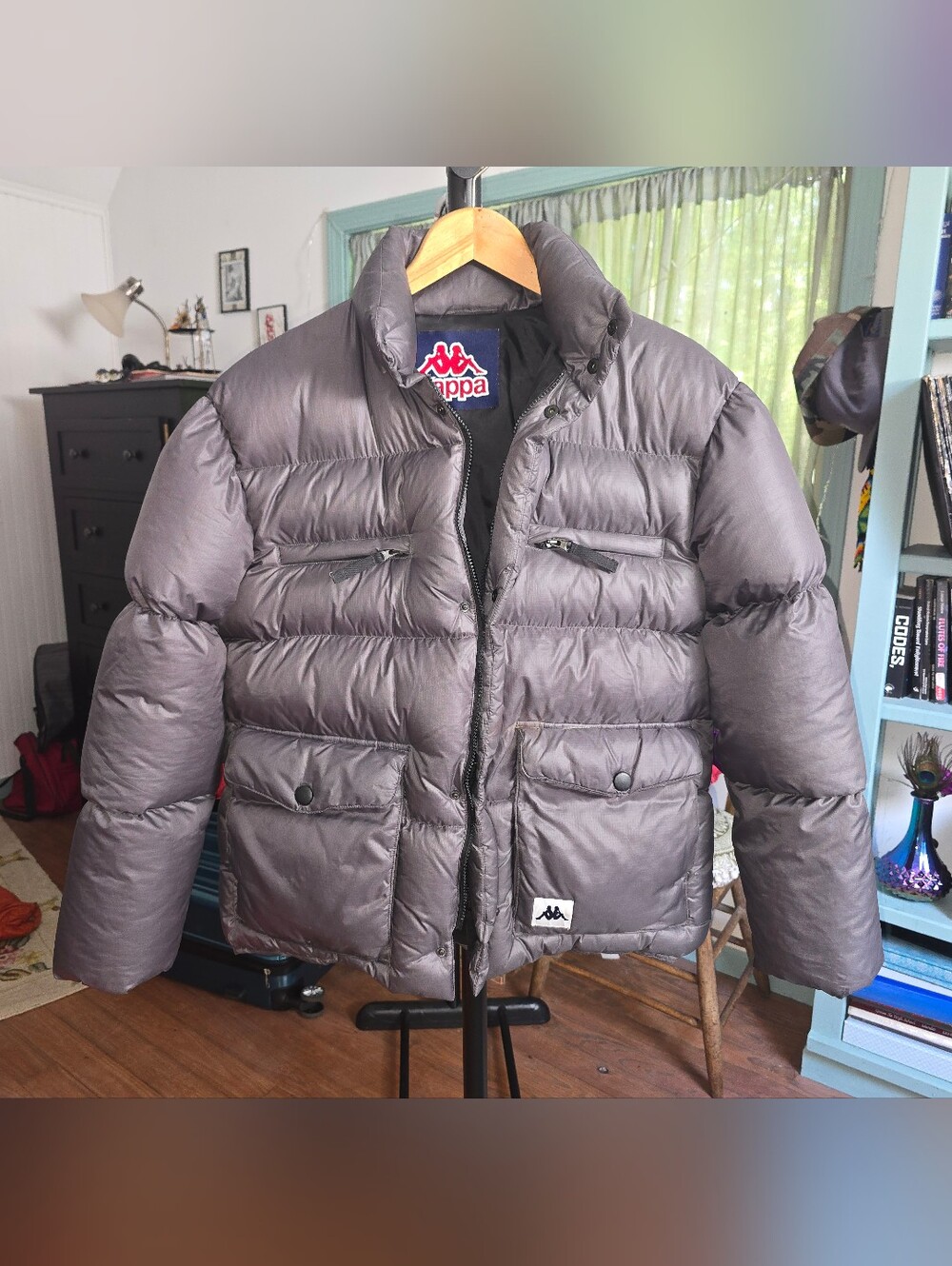 Kappa Men's Metallic Gray Quilted Puffer Jacket